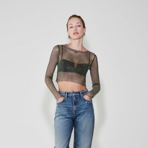 Shimmer Mesh Crop Top